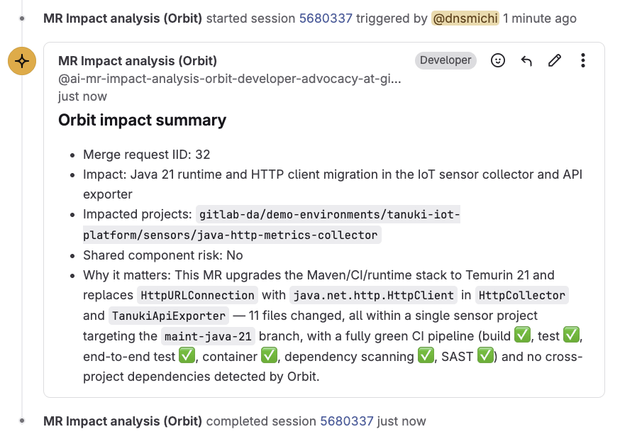 Merge request impact analysis with a custom flow in GitLab Duo Agent Platform, and Orbit