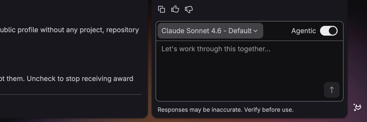 Crop of GitLab screen with new bloom asset positioned behind AI panel
