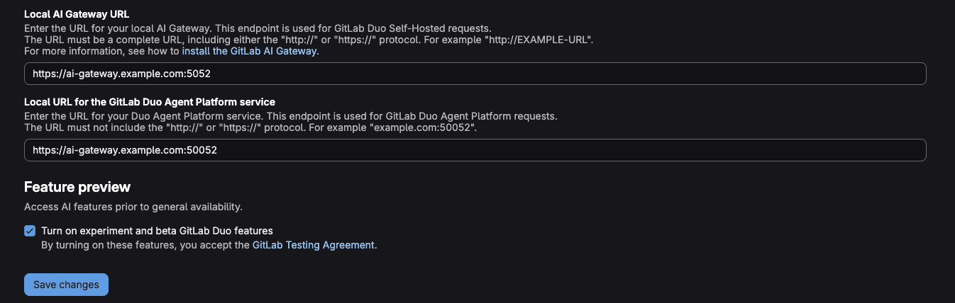 GitLab Duo - AIGW configuration