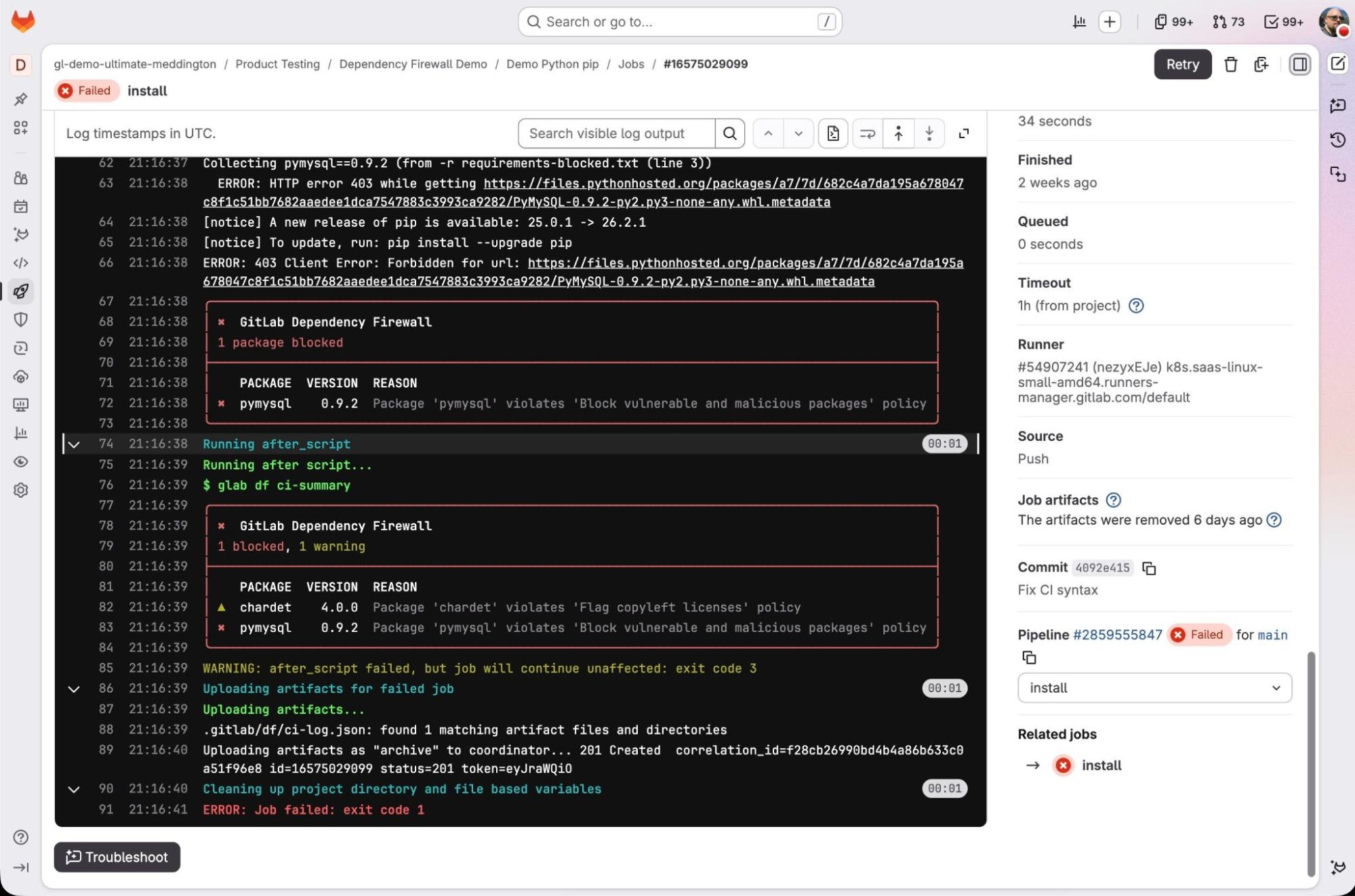 Use command line to identify if a package will pass or be blocked by your policy