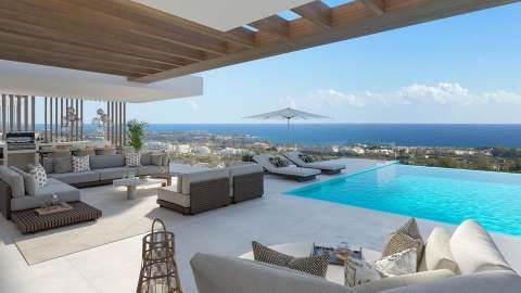 Eksklusiv nybygd villa med havutsikt – Takterrasse og privat basseng