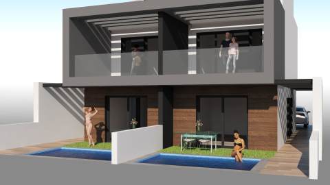 Nybygd villa med takterrasse og privat basseng