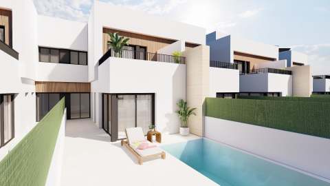 Nybygd villa med takterrasse og privat basseng