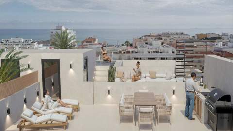 Ny leilighet med takterrasse – 250 meter fra stranden