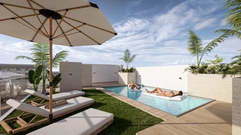Nybygd studioleilighet med takterrasse