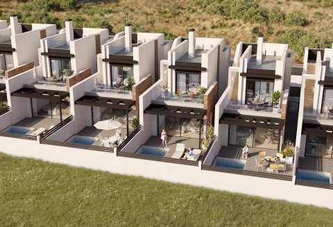 Nybygd villa med takterrasse og privat basseng