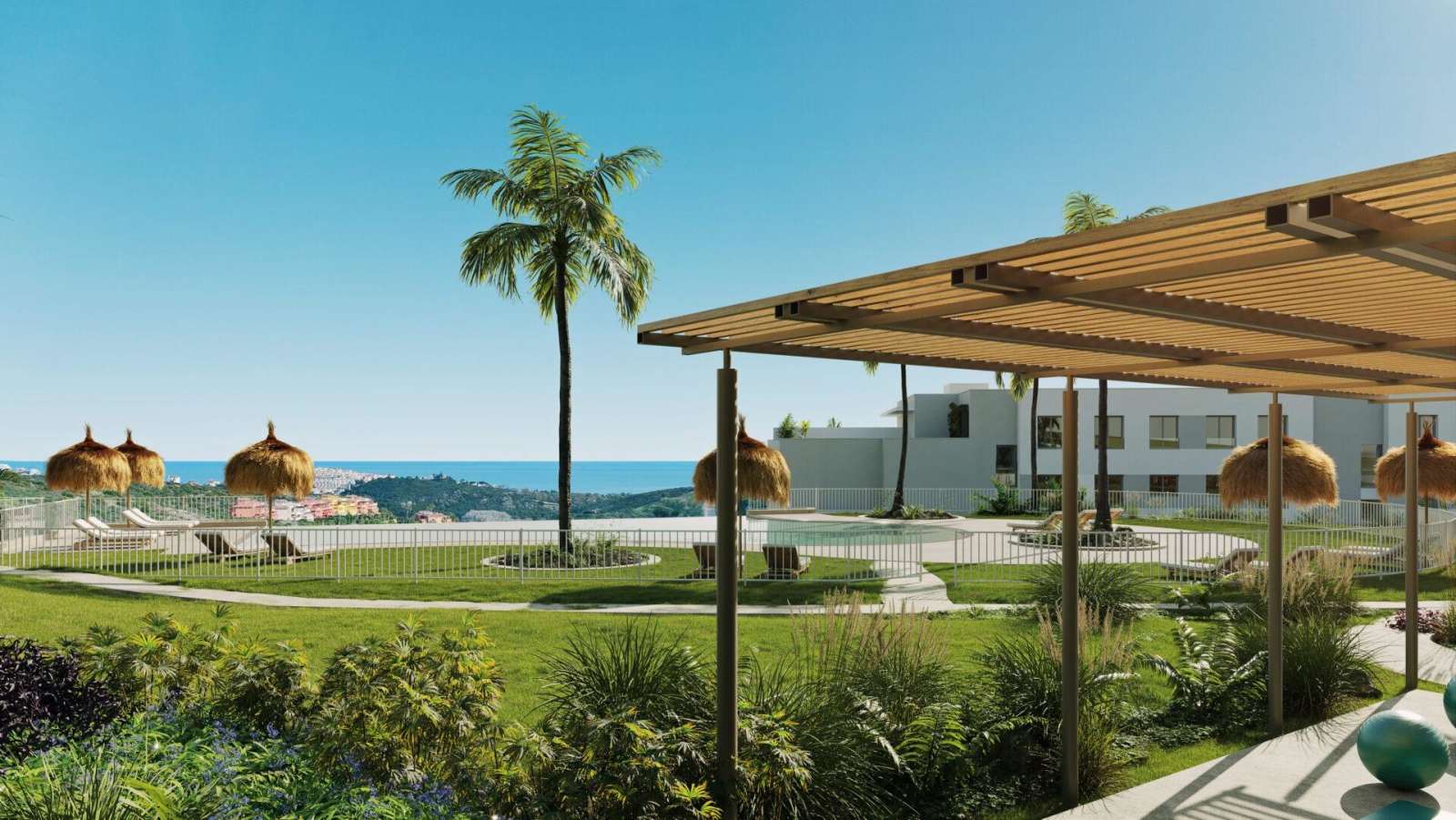 Ny leilighet med havutsikt – Privat terrasse og fellesbasseng, bilde 1