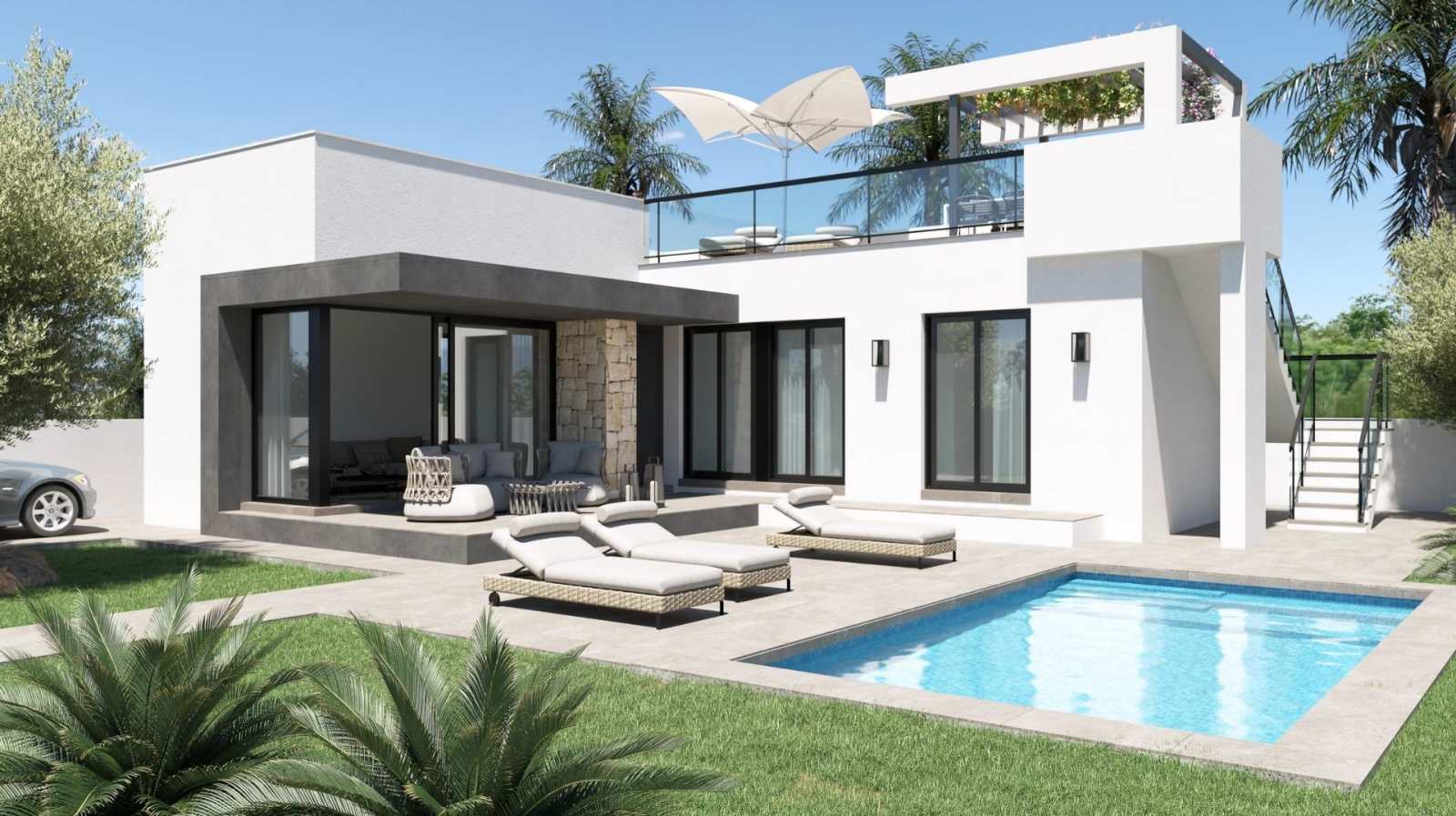 Nybygd villa med takterrasse – 3 soverom og privat hage, bilde 1