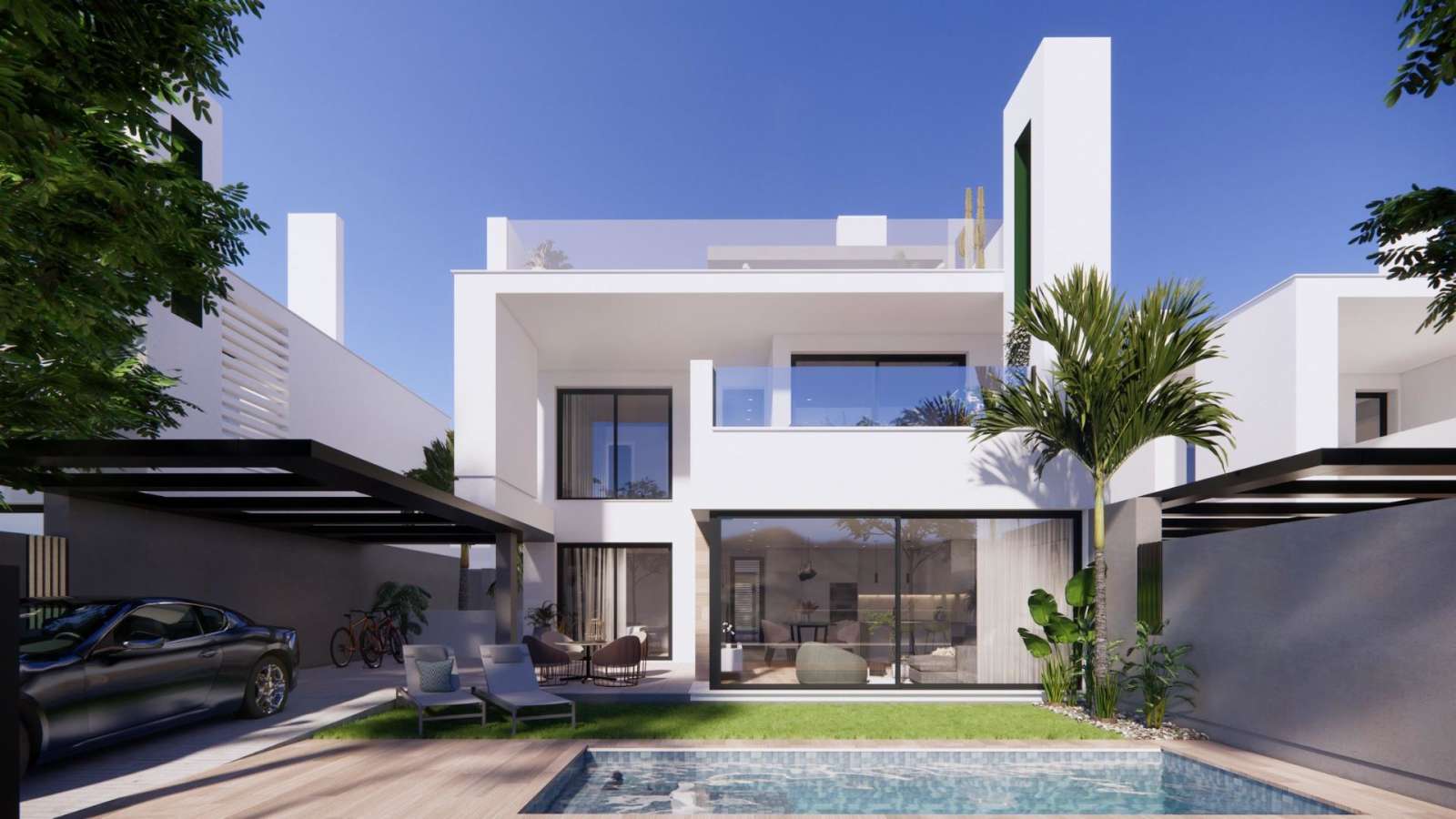 Kjempeflott villa med takterrasse og privat basseng – Nybygg og 3 soverom, bilde 1