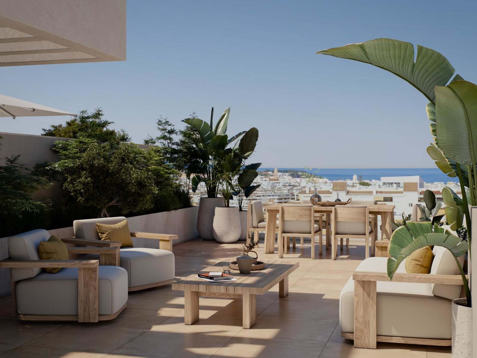 Ny leilighet med takterrasse og havutsikt – 900 meter fra stranden, bilde 1