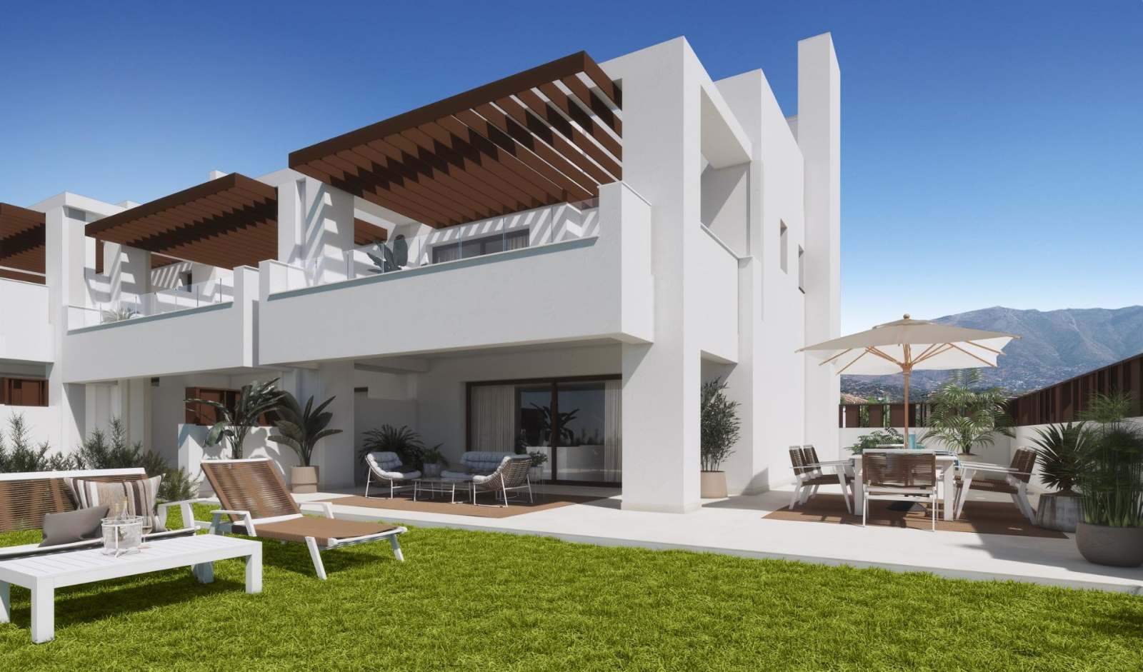 Nybygd rekkehus med 3 soverom – Fellesbasseng og 72 m² terrasse, bilde 1
