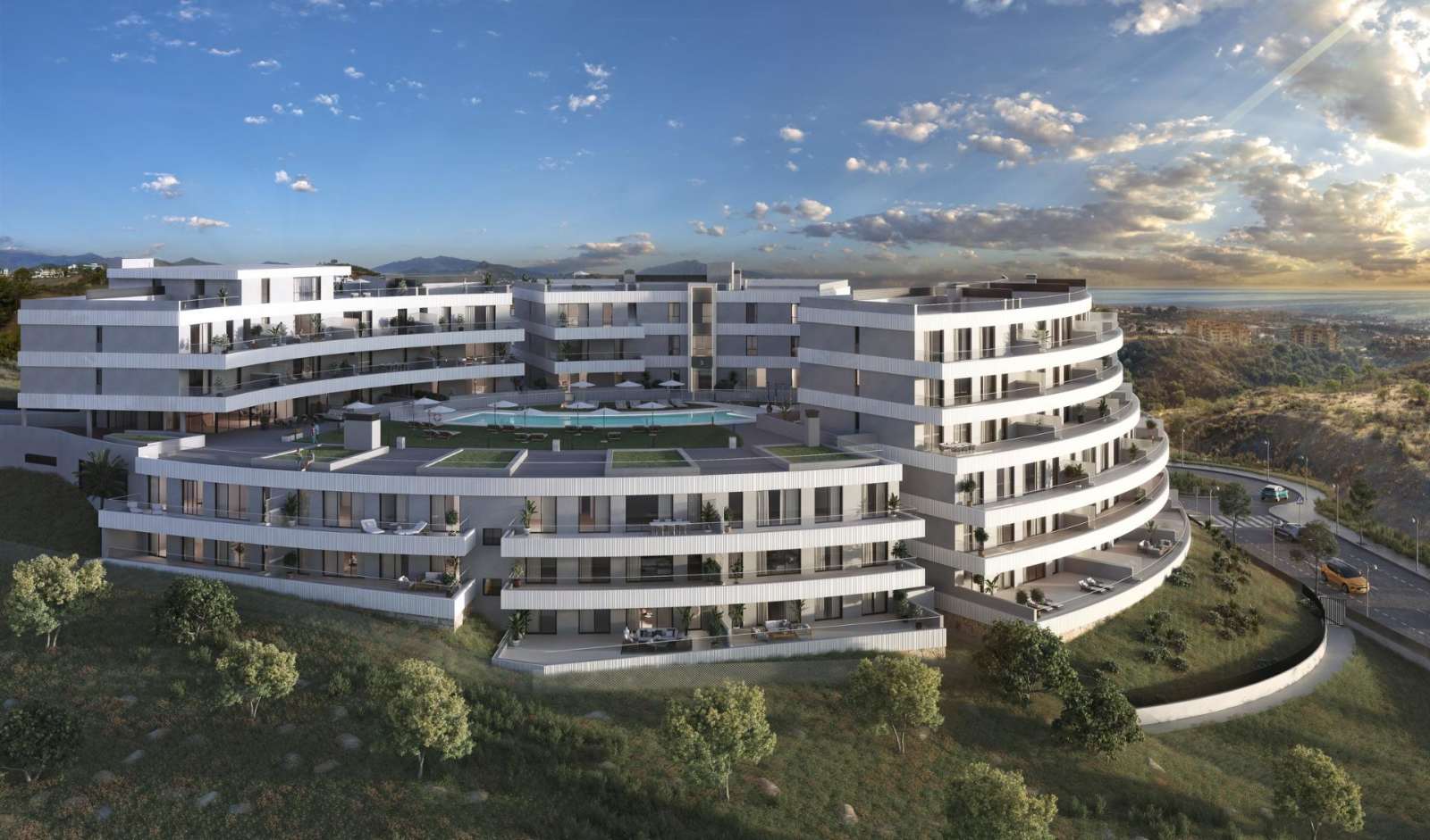 Ny leilighet med havutsikt – Privat terrasse og fellesbasseng, bilde 1