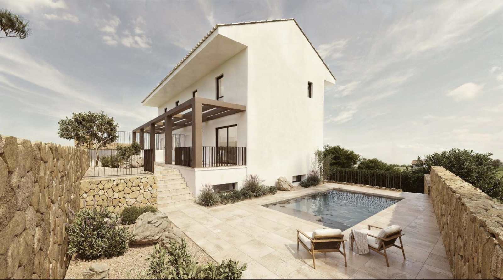 Nybygd villa med takterrasse – Privat basseng og garasje, bilde 1