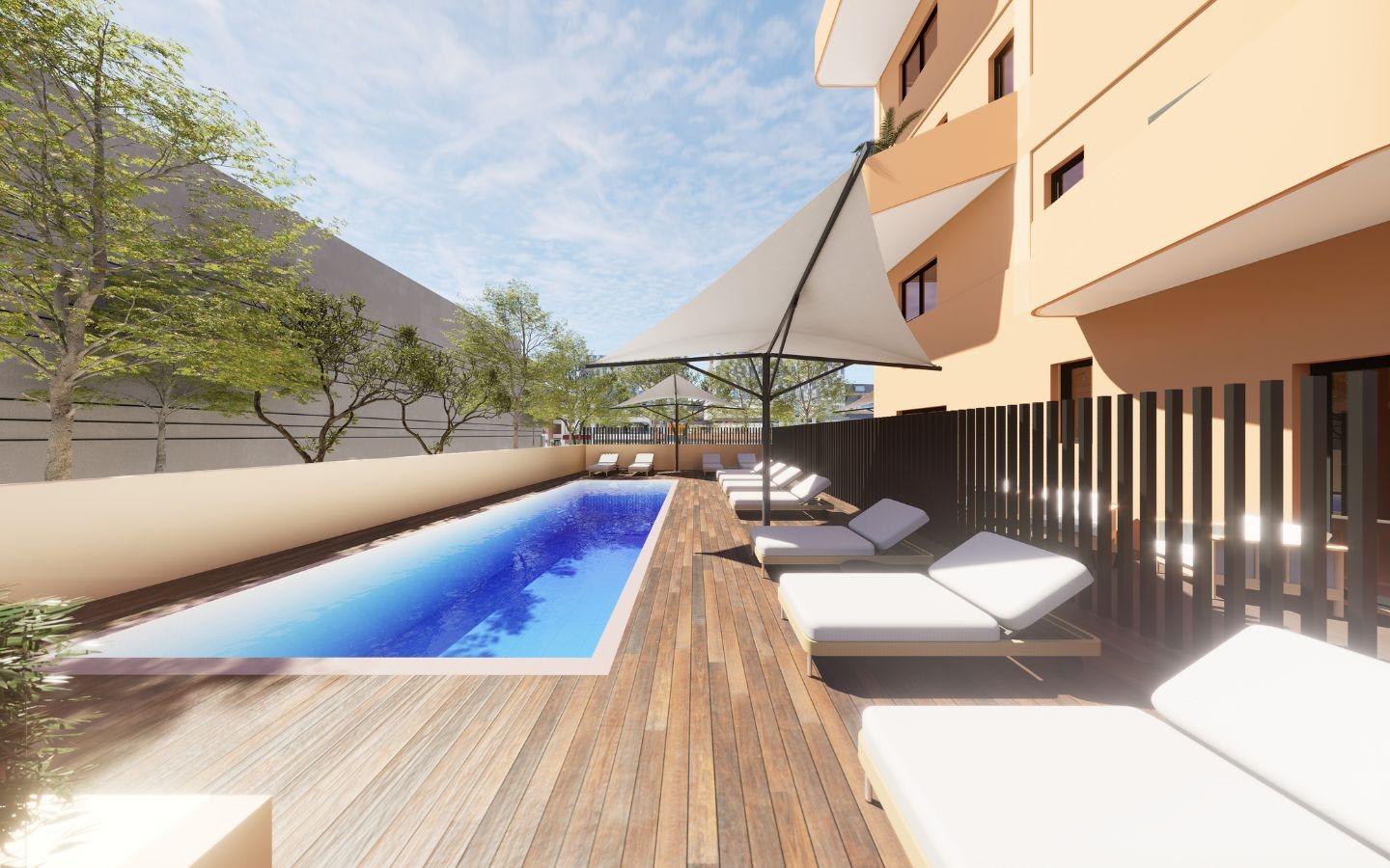 Nybygd leilighet med takterrasse og havutsikt – Fellesbasseng og 200 meter fra stranden, bilde 1