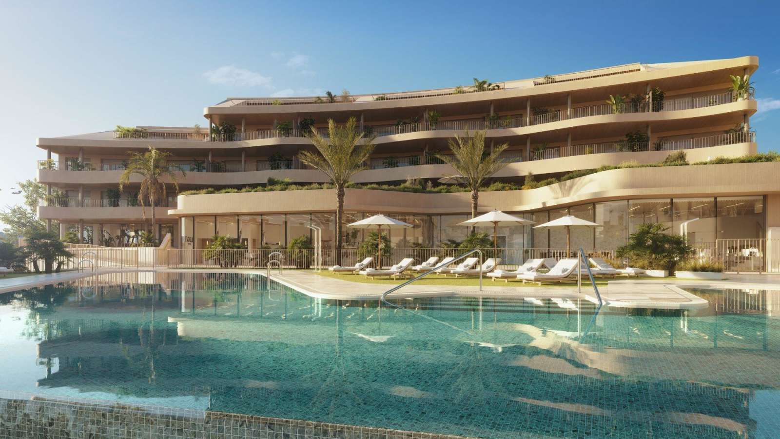 Ny leilighet med havutsikt – Privat terrasse og fellesbasseng, bilde 1