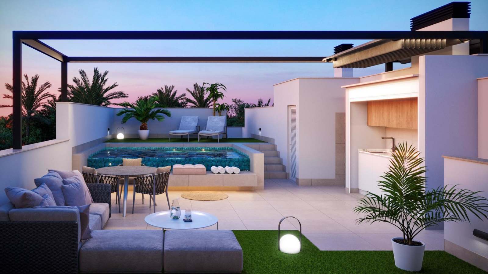 Nytt rekkehus med takterrasse og privat basseng, bilde 1