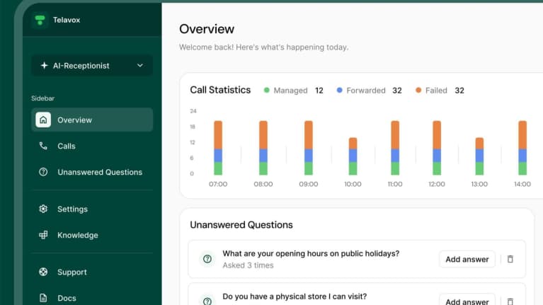 I dashbordet ser du alle samtaler, transkriberinger og statistikk over hva kundene spør om.