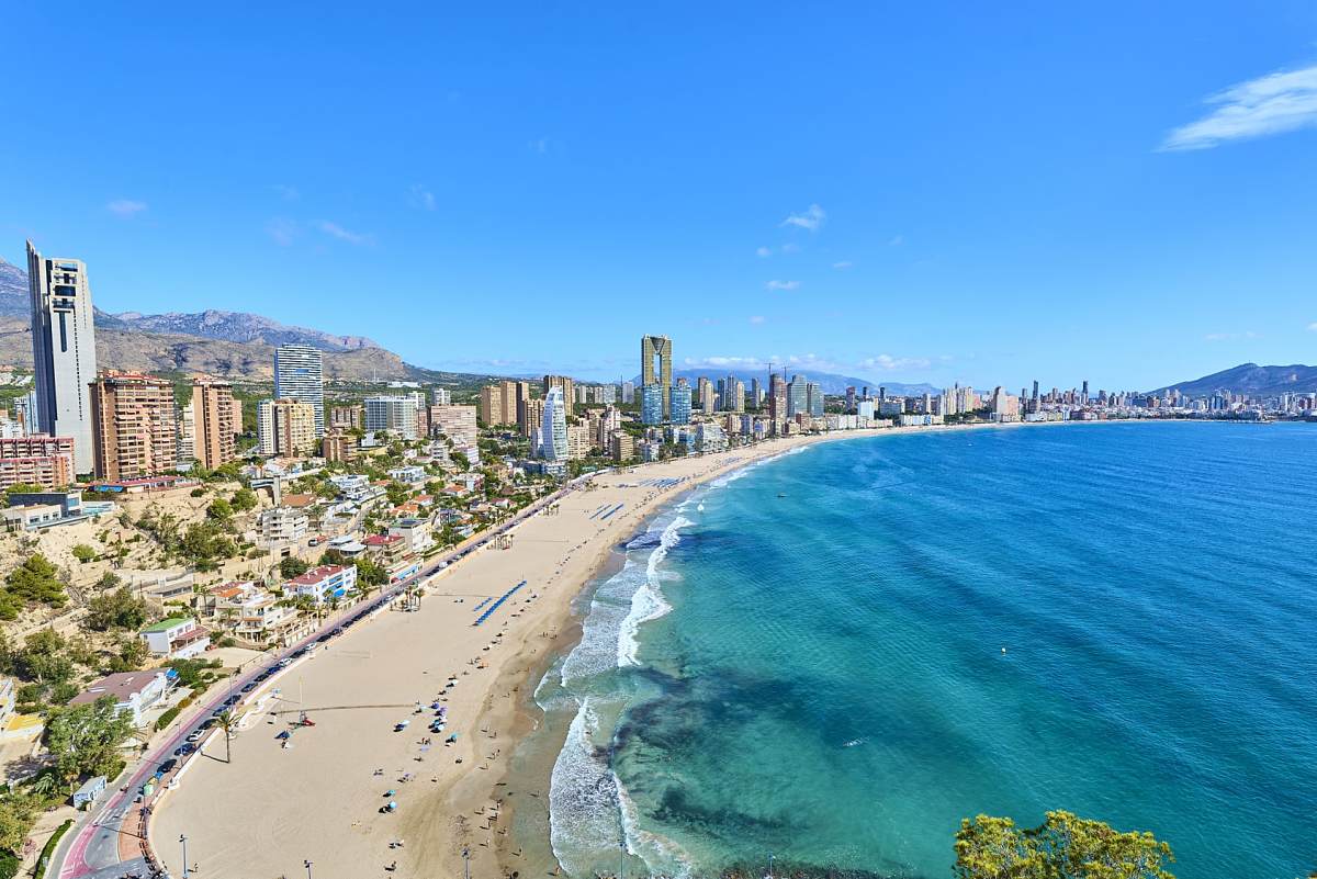 Coastal view of Benidorm showing the Spanish property market skyline