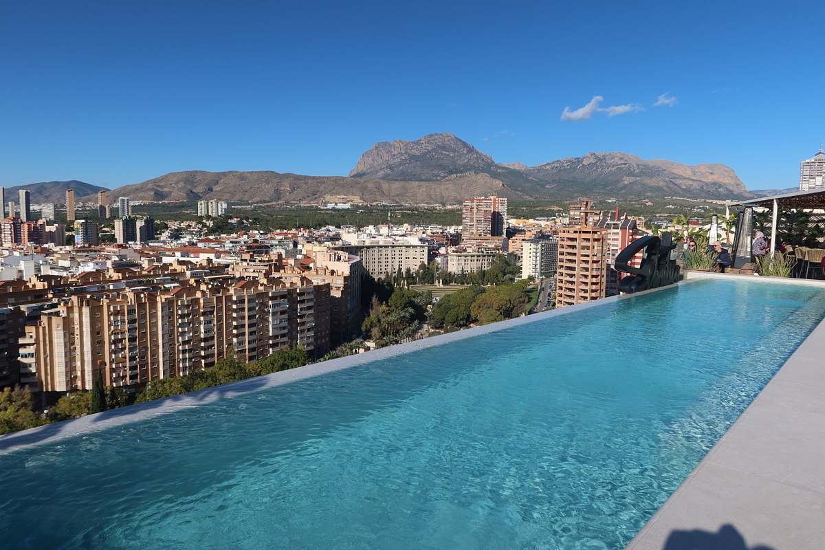 Coastal view of Benidorm with its iconic skyline and beach