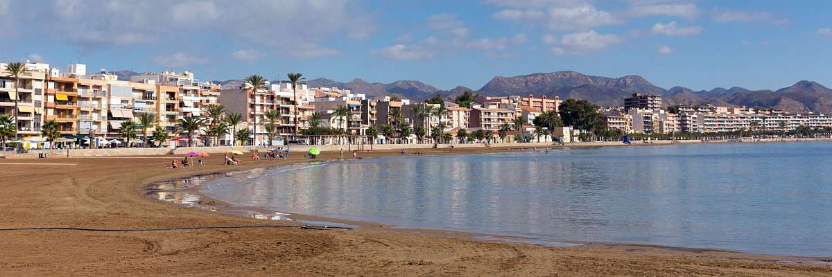 Panoramic view of Puerto de Mazarrón beach and marina