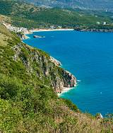 Mountain view looking down on a beach in Spain