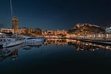 Alicante port and marina illuminated at night