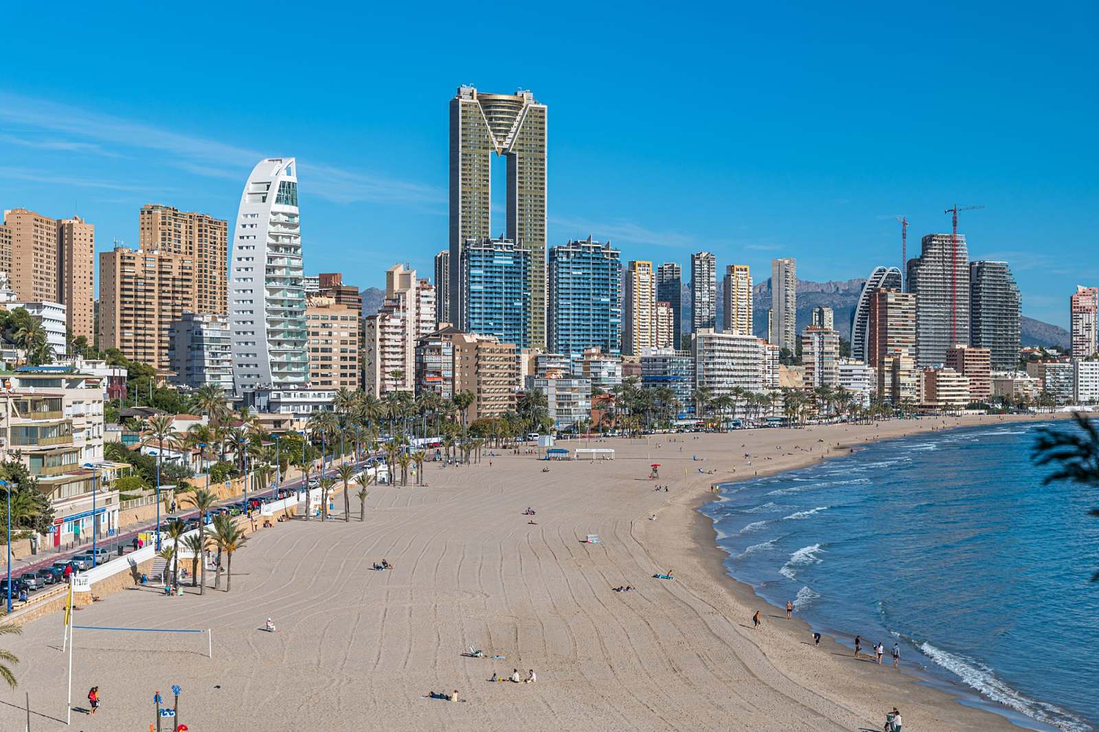 Aerial view of Poniente Beach in Benidorm, Spain