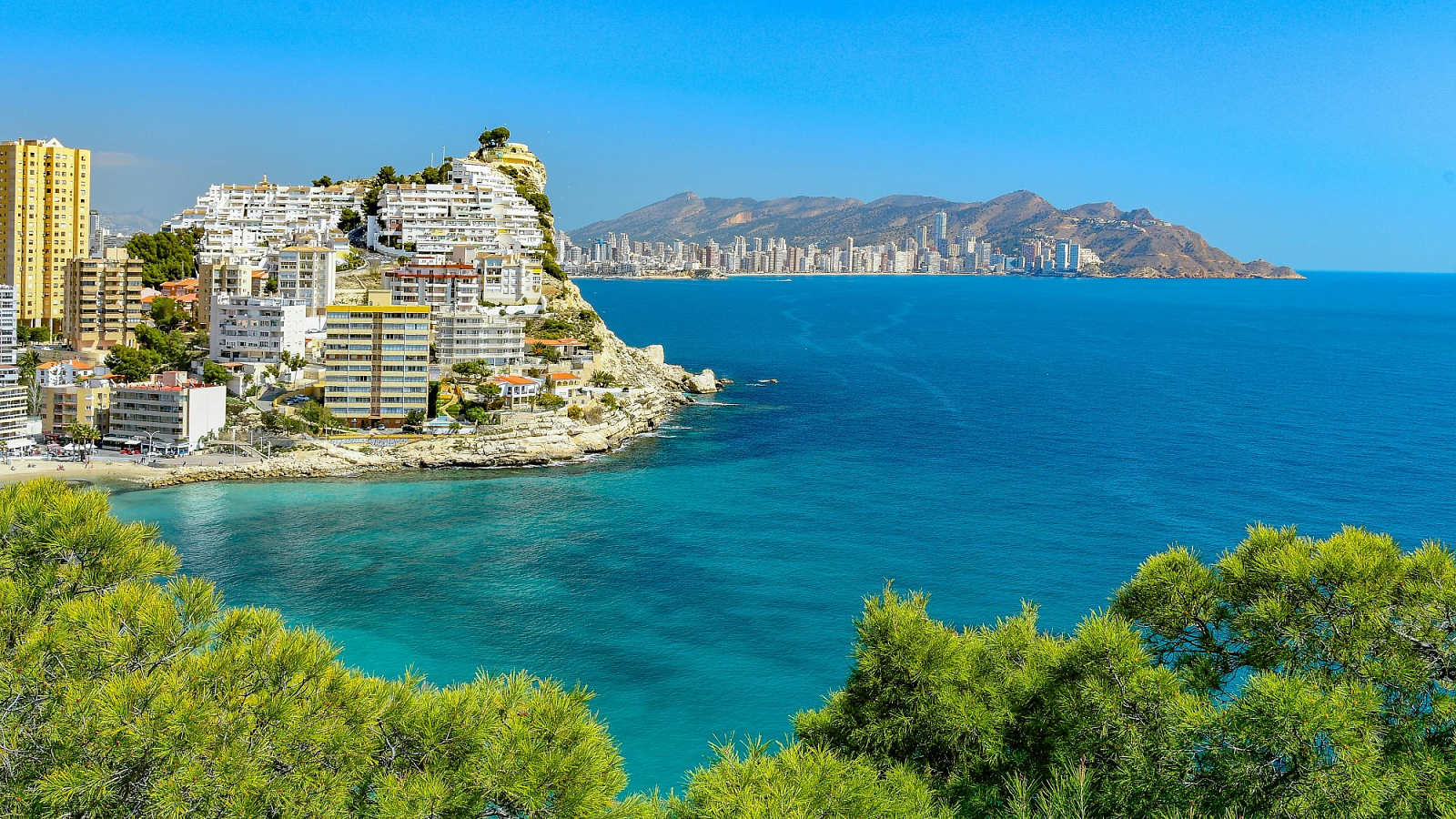 Panoramic view of Benidorm skyline on the Costa Blanca North coastline