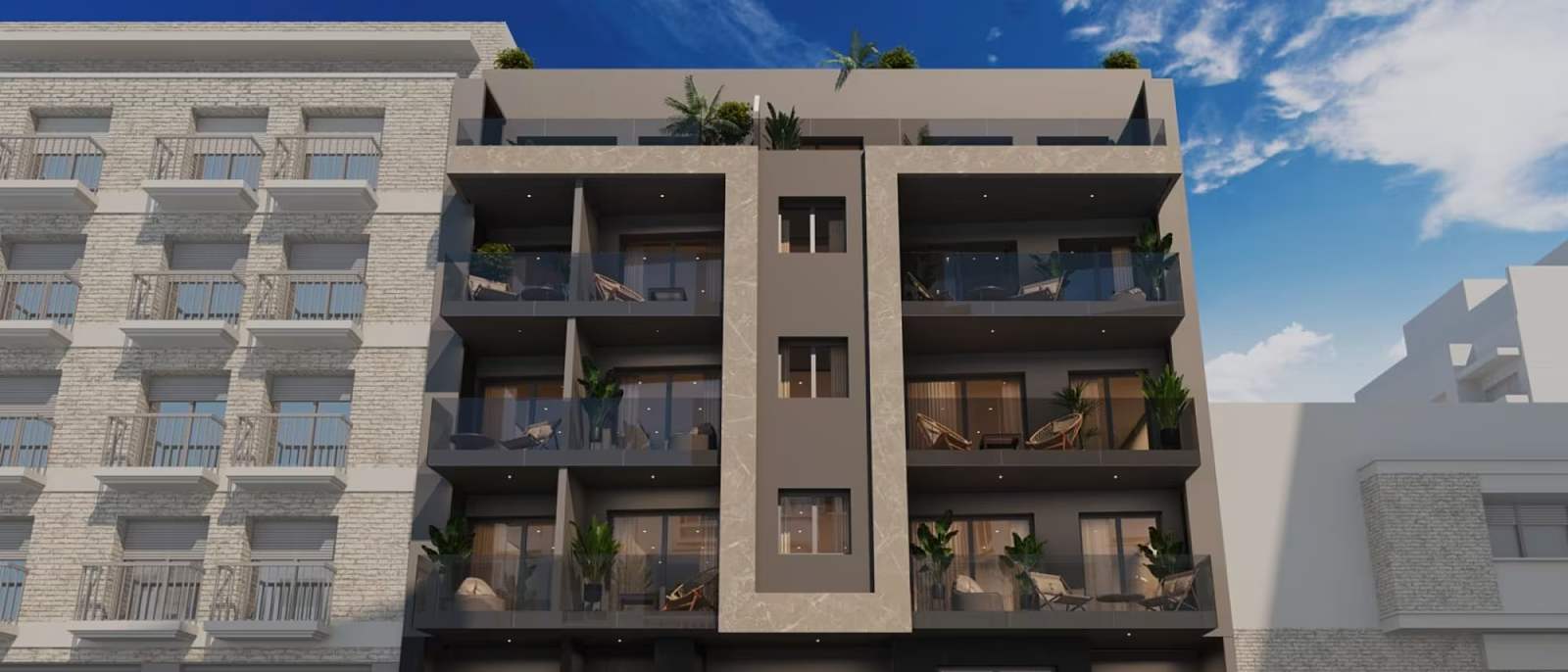 New-build studio apartment building in Torrevieja, 600 metres from Playa del Cura beach