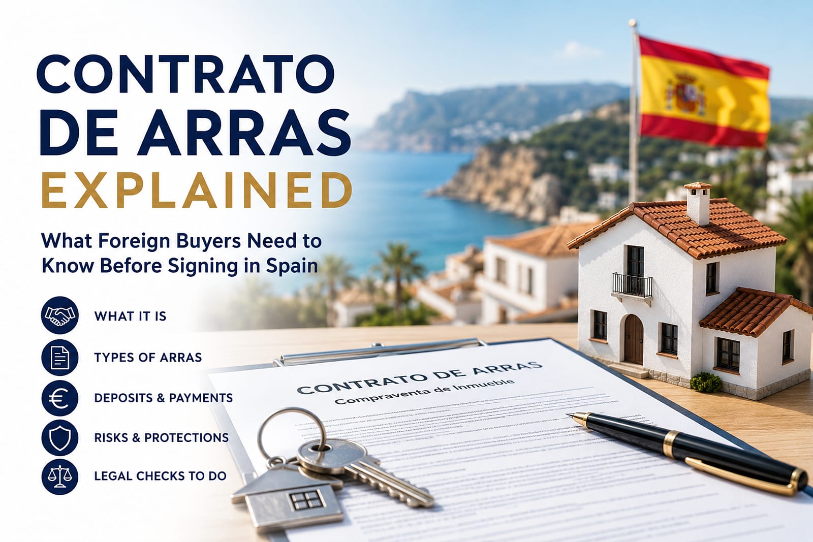Contrato de Arras document with Spanish property keys and a signed agreement