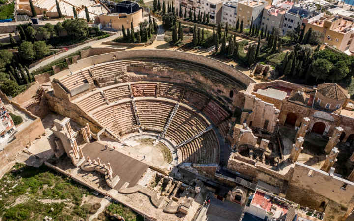 Det romerske teatret i Cartagena sett ovenfra