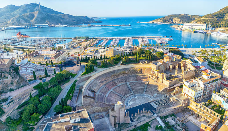 Aerial view of Cartagena with Roman Theatre