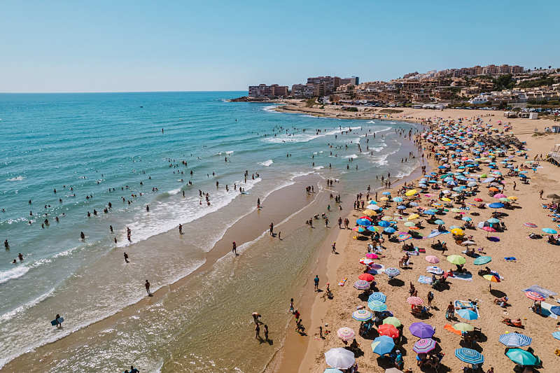 Aerial view of Torre La Mata beach in Alicante