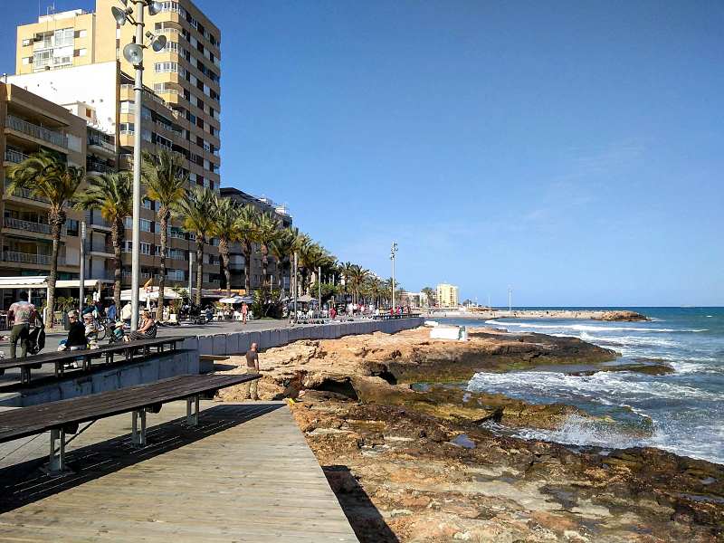 Torrevieja promenade with seafront apartments