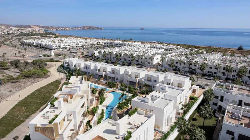 Aerial architectural render of Mar de Pulpí beside the Mediterranean