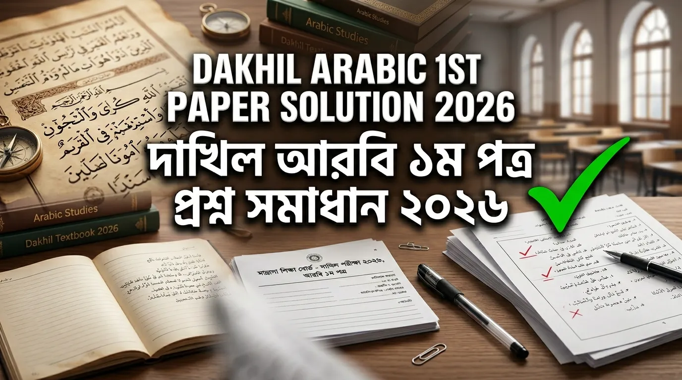 Dakhil Arabic 1st Paper Question Paper 2026 Solution | দাখিল আরবি ১ম পত্র পরীক্ষার প্রশ্ন ও সমাধান ২০২৬