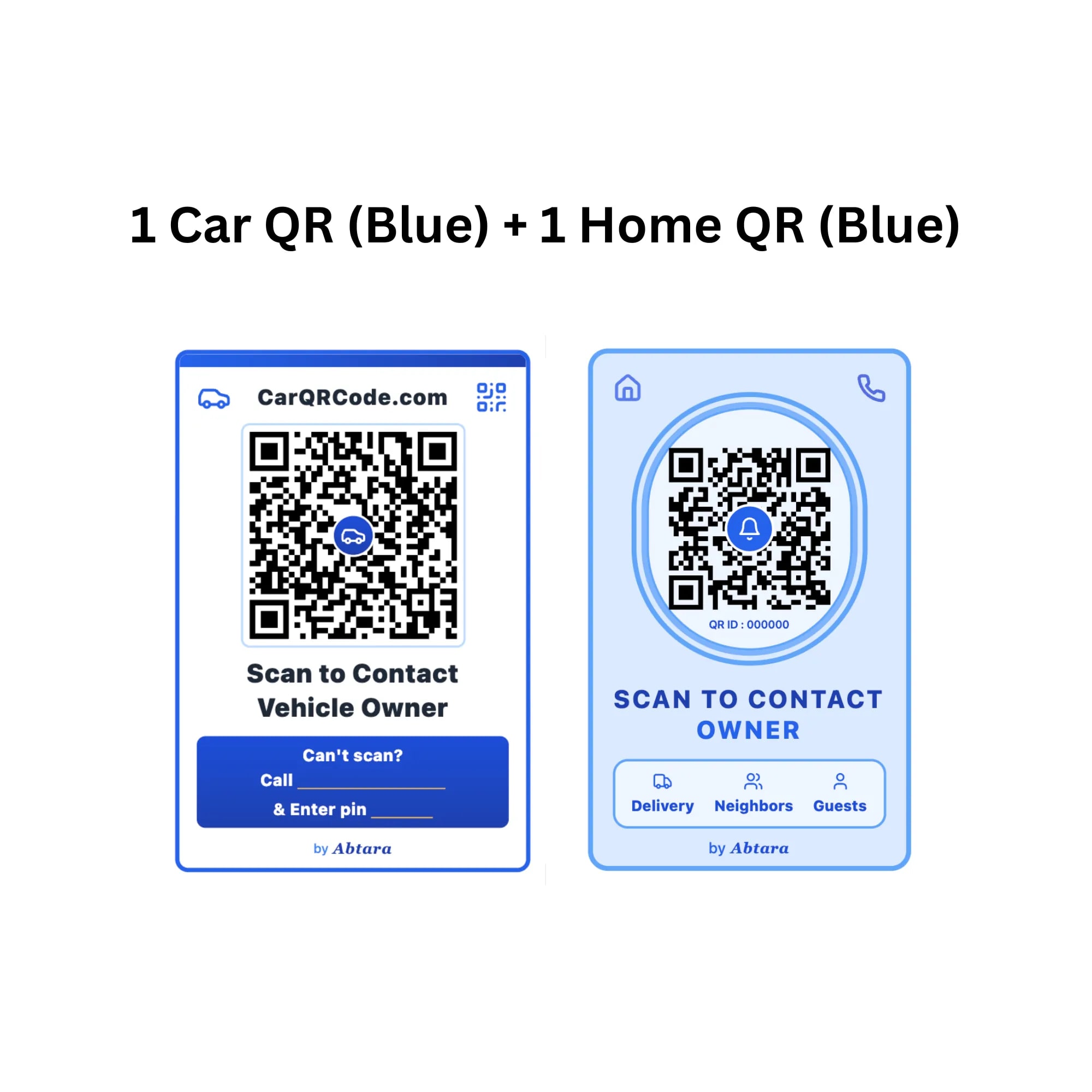 1 Car QR (Blue) + 1 Home QR (Blue)