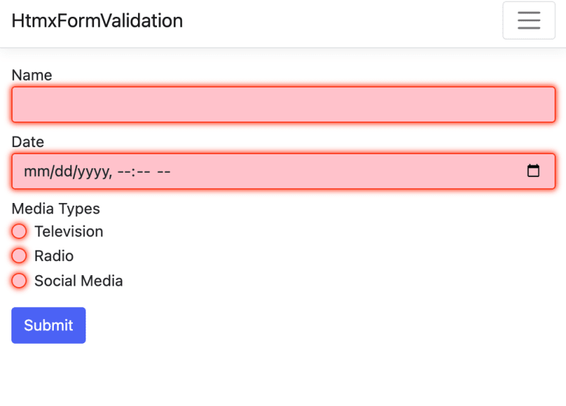 ASP.NET Core HTML form with HTML5 validation