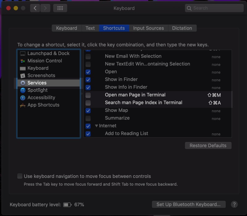 system preferences pane services in terminal