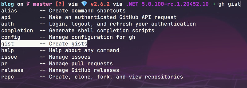 github cli in terminal with zsh