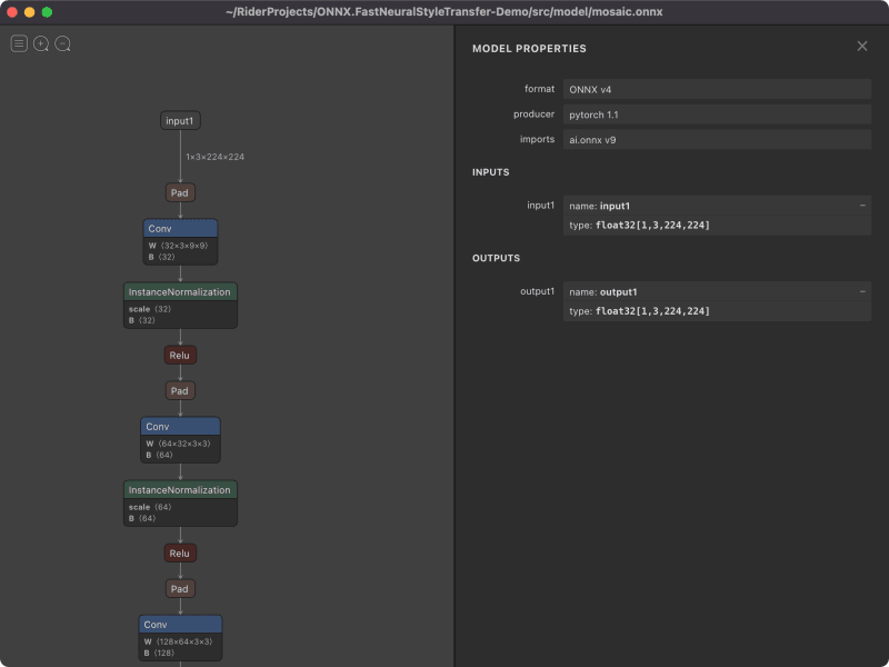 netron app with onnx model