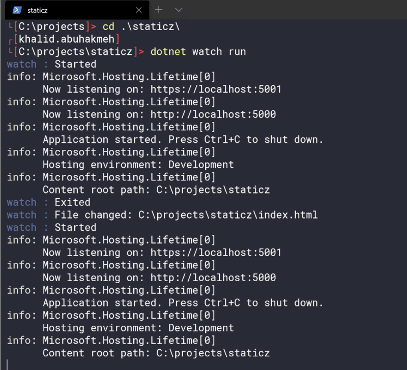 dotnet watch run first time