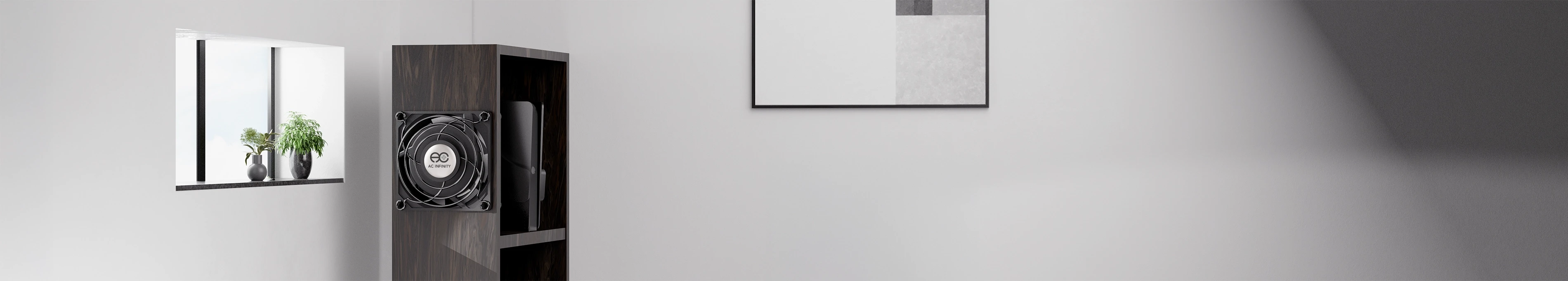 Axial series DIY project fan kit mounted on a wood grain panel.