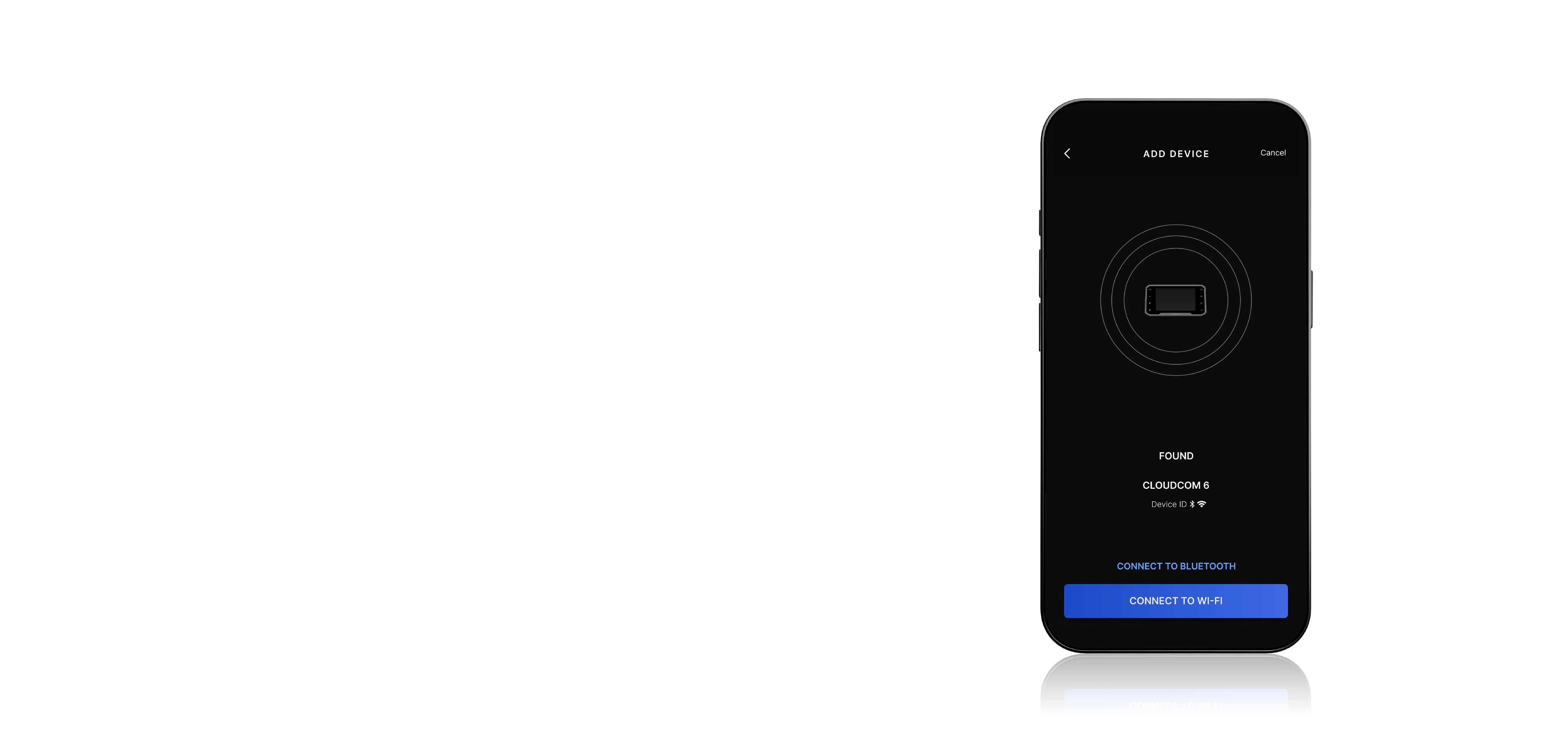 AC Infinity App — Add Device screen showing Cloudcom 6 found with Connect to Wi-Fi
