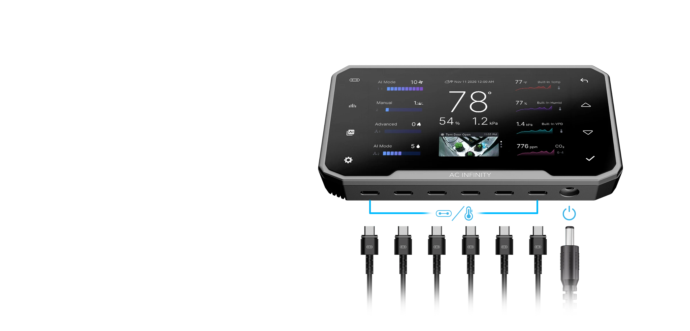 Cloudcom 6 — plug sensor probe and power adapter into the controller