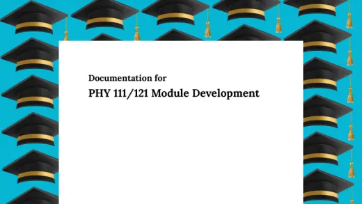 Documentation for PHY111/121 Module Development Cover