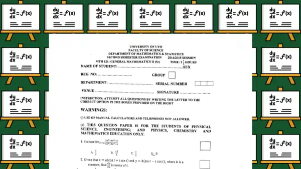MTH 121 Past Questions(2014-2017) by Sir Dave - NACOS DOA - David Etuk.pdf Cover
