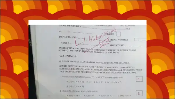 UNIUYO MTH 121 Past Questions  Cover