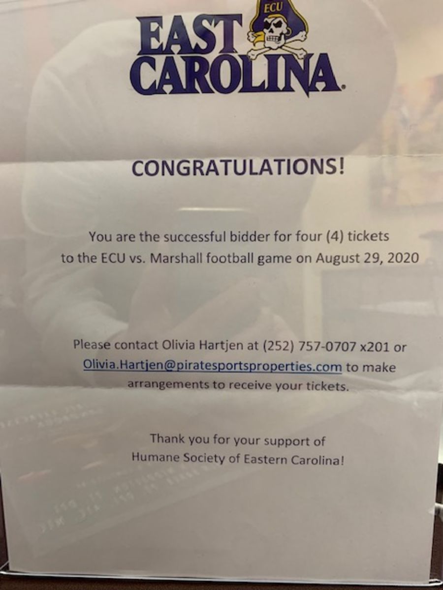 Auction Page Ecu Football Tickets Four Aug 29 Playing Marshall