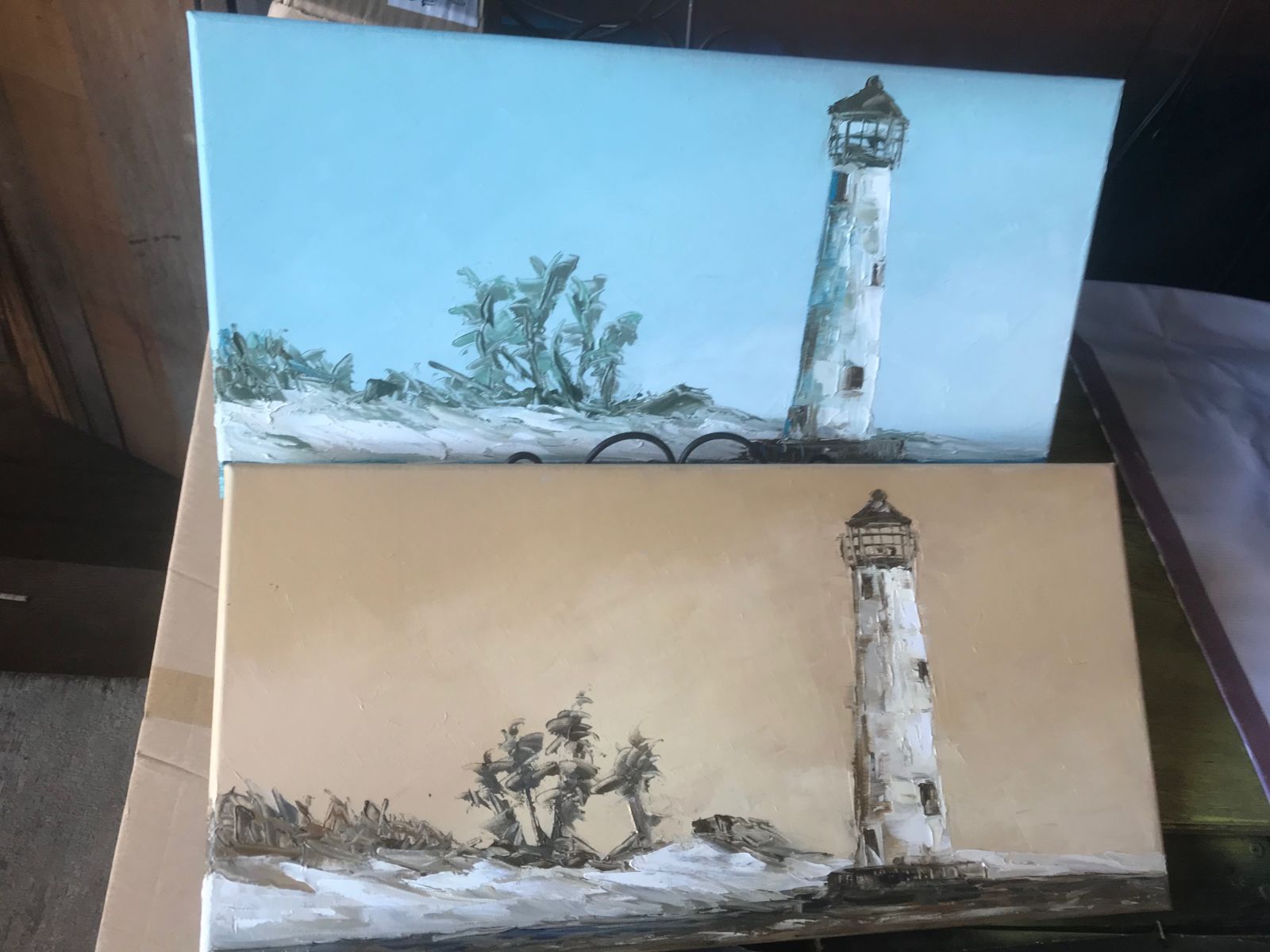 Auction Page Original Painting Set By Palette Knife Artist